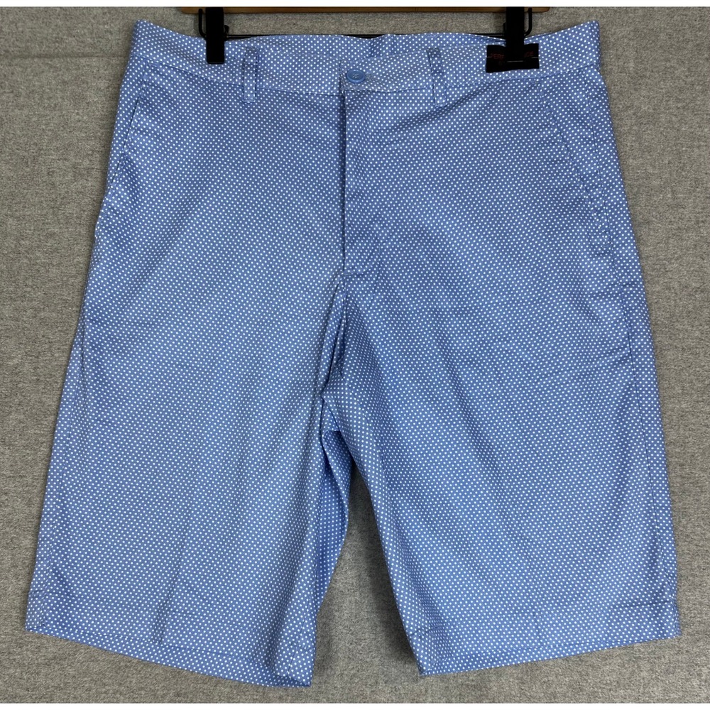 NEW Performance Polka‎ Dot Golf Shorts Mens 34 11" Blue Linea Uomo Stretch